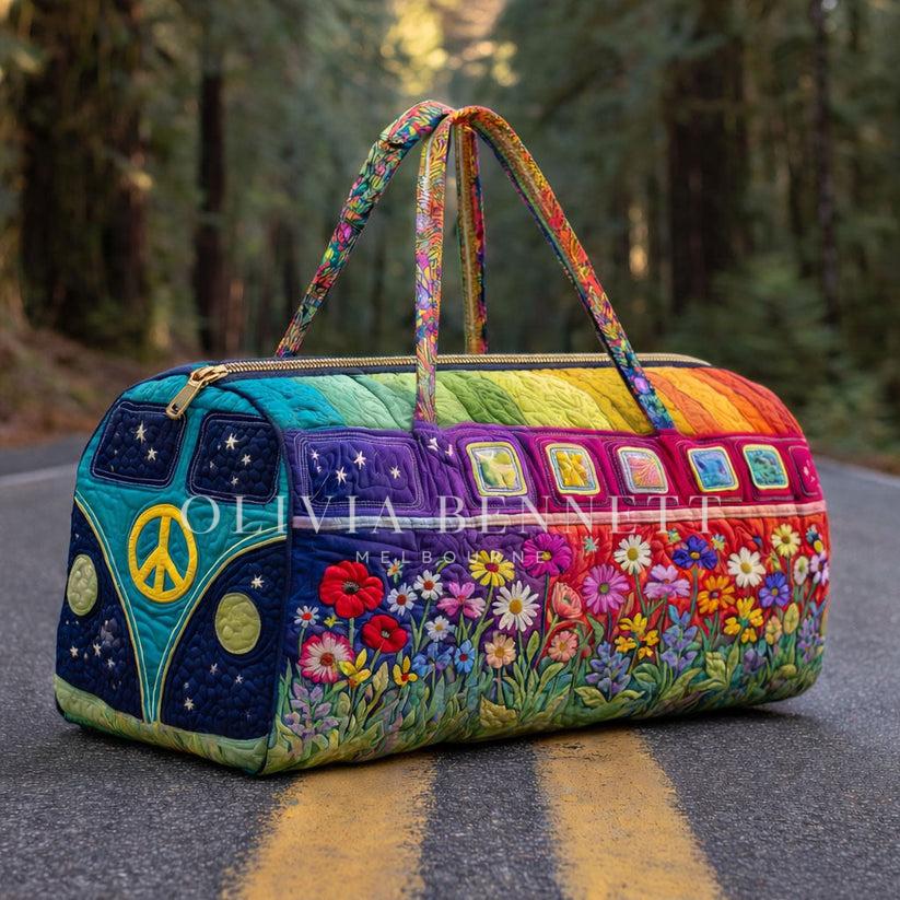Rainbow Bloom Camper Quilted Duffle Bag