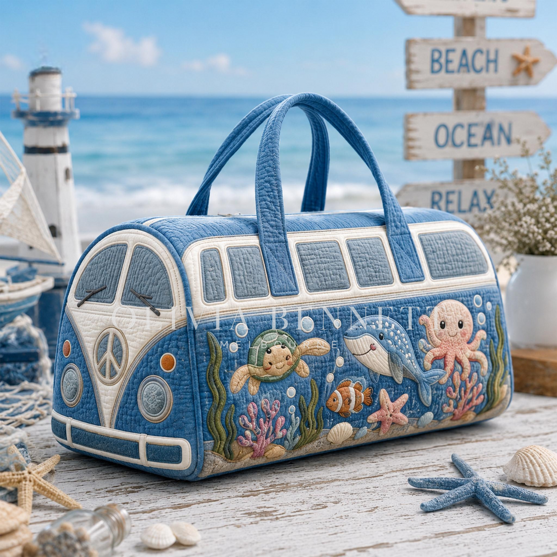 Ocean Friends Camper Quilted Duffle Bag