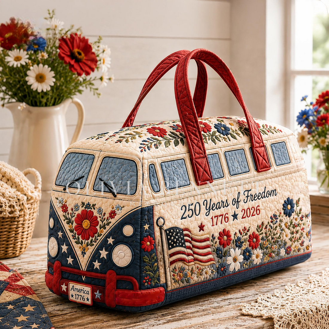 America 250 Floral Tribute Quilted Duffle Bag