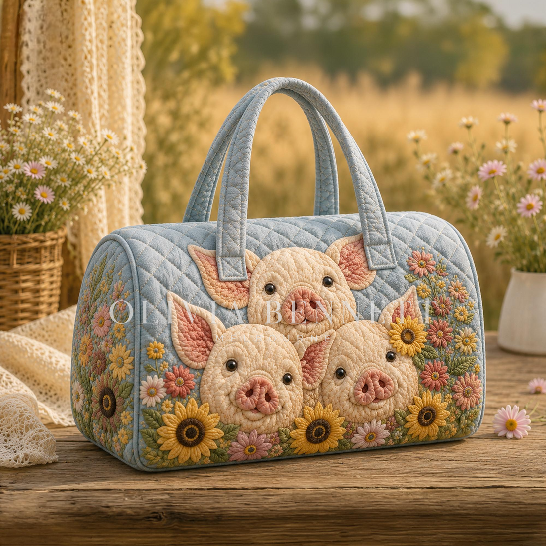 Three Little Pigs Quilted Duffle Bag