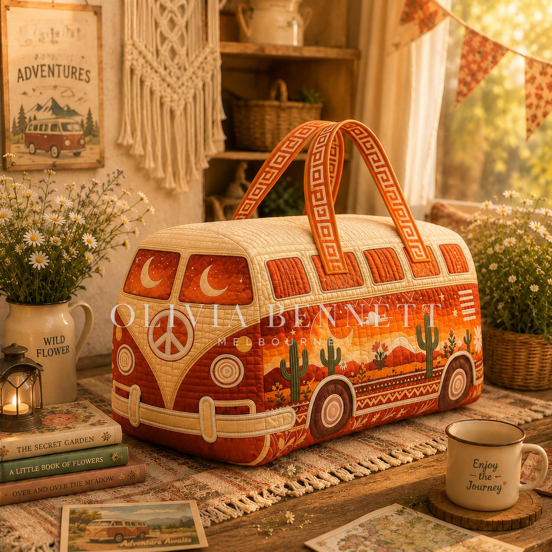 Desert Moon Camper Quilted Duffle Bag