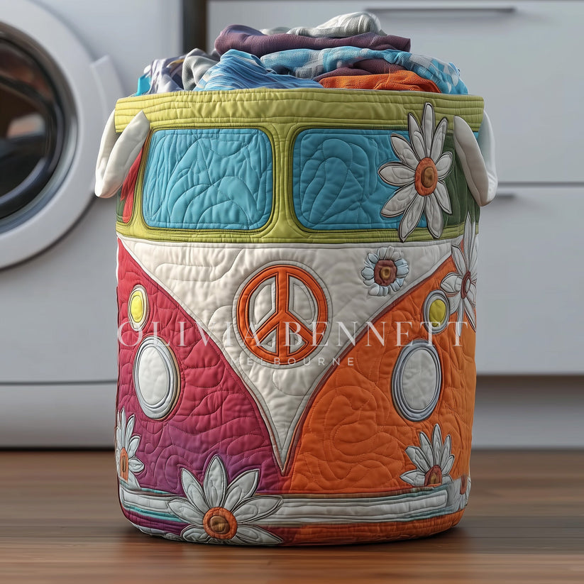 Hippie Van Quilted Laundry Basket