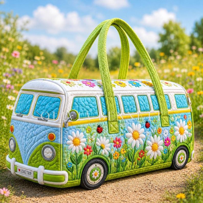Blue Sky Daisy Camper Quilted Duffle Bag
