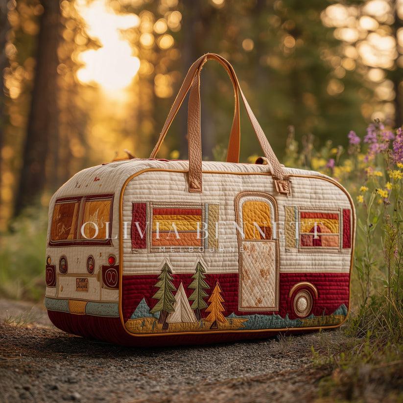 Cosy Woodland Caravan Quilted Duffle Bag