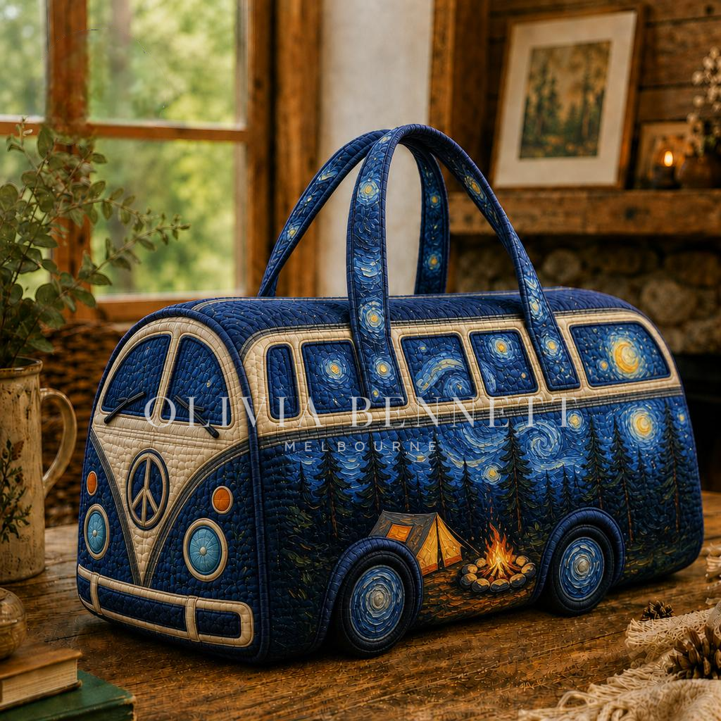 Starry Night Camper Quilted Duffle Bag