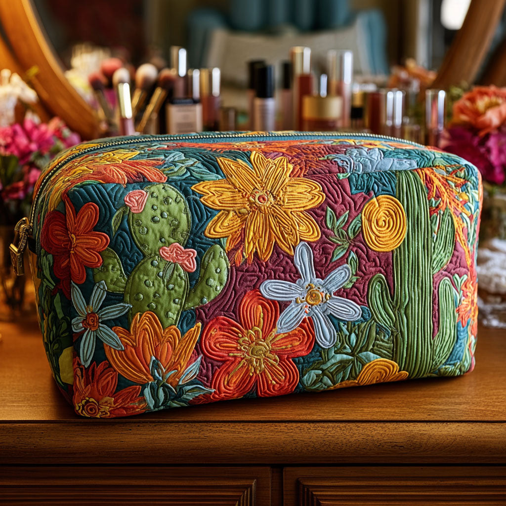 Colourful Cacti Quilted Toiletry Bag