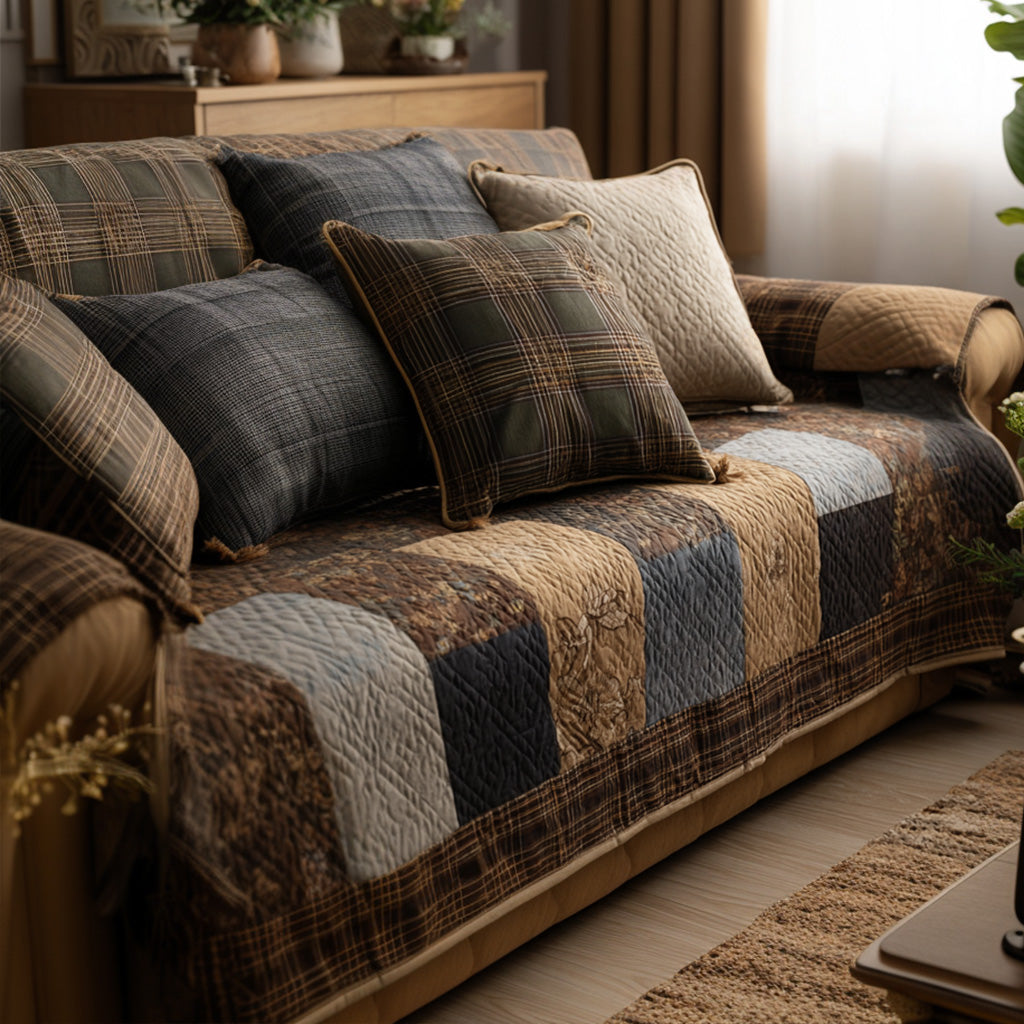 Fireside Checks Quilted Sofa Cover