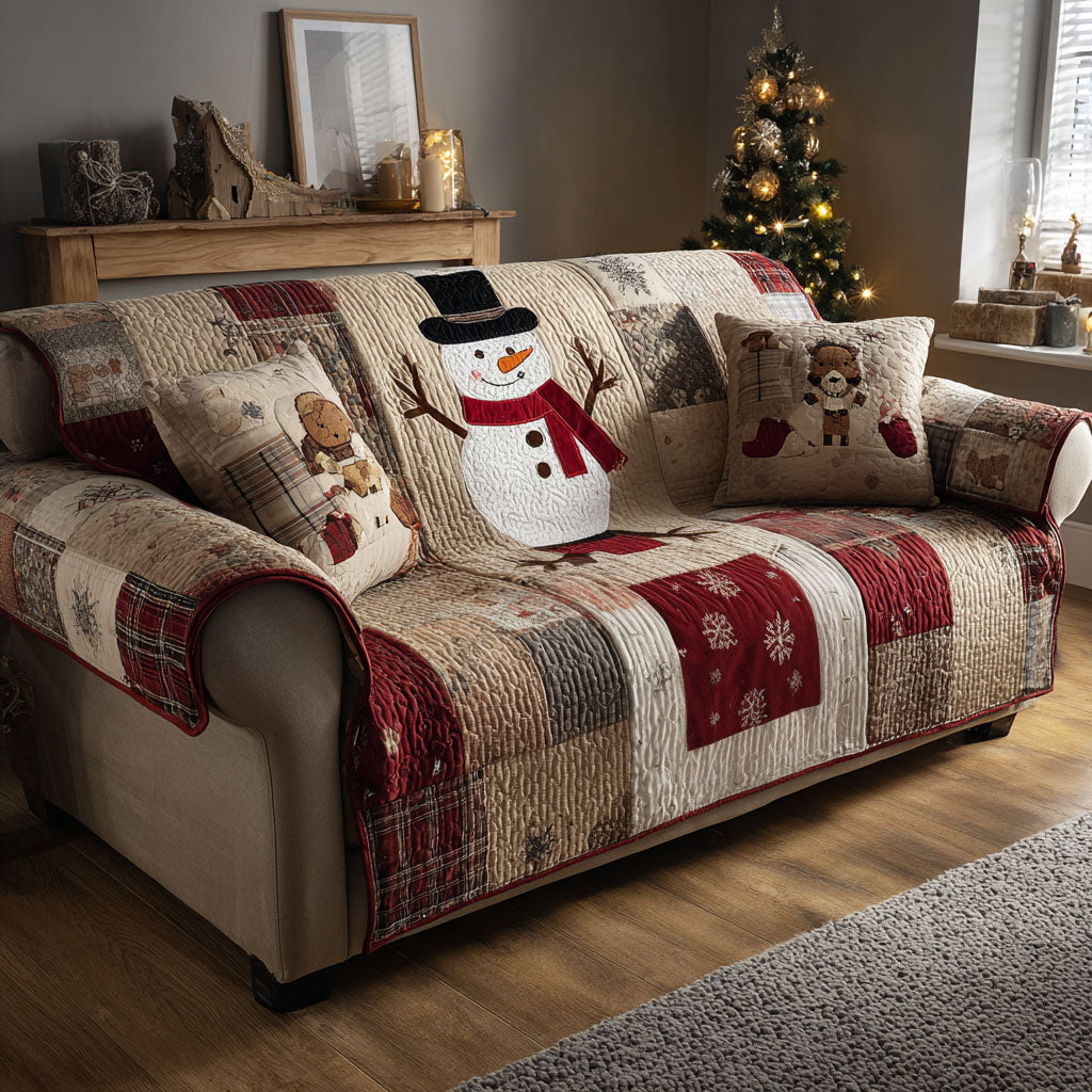 Winter Frost Quilted Sofa Cover