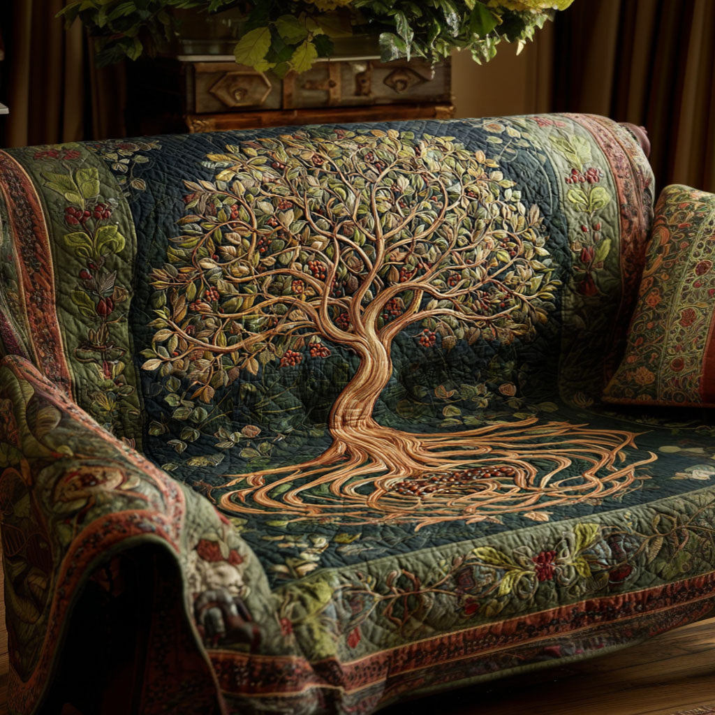 Golden Roots Quilted Sofa Cover