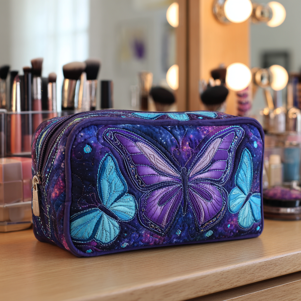 Butterflies in Grass Quilted Toiletry Bag