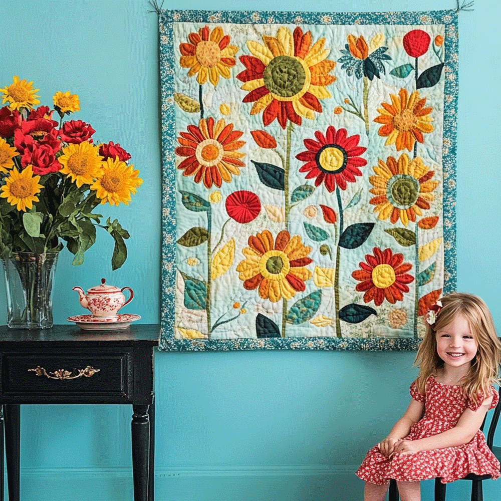Sunflower Garden Quilted Wall Art