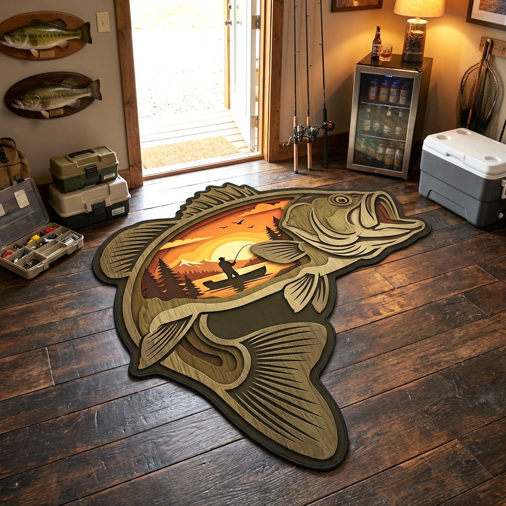 Leaping Fish at Sunset Quilted Area Rug