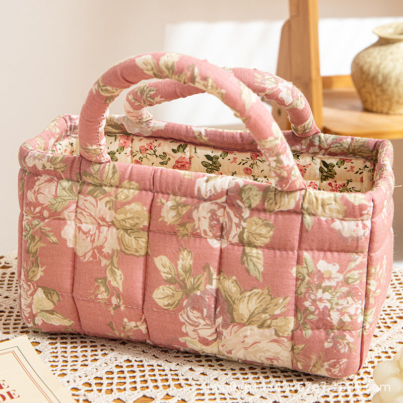 ROSEHAVEN | BLUSH FLORAL QUILTED STORAGE BASKET