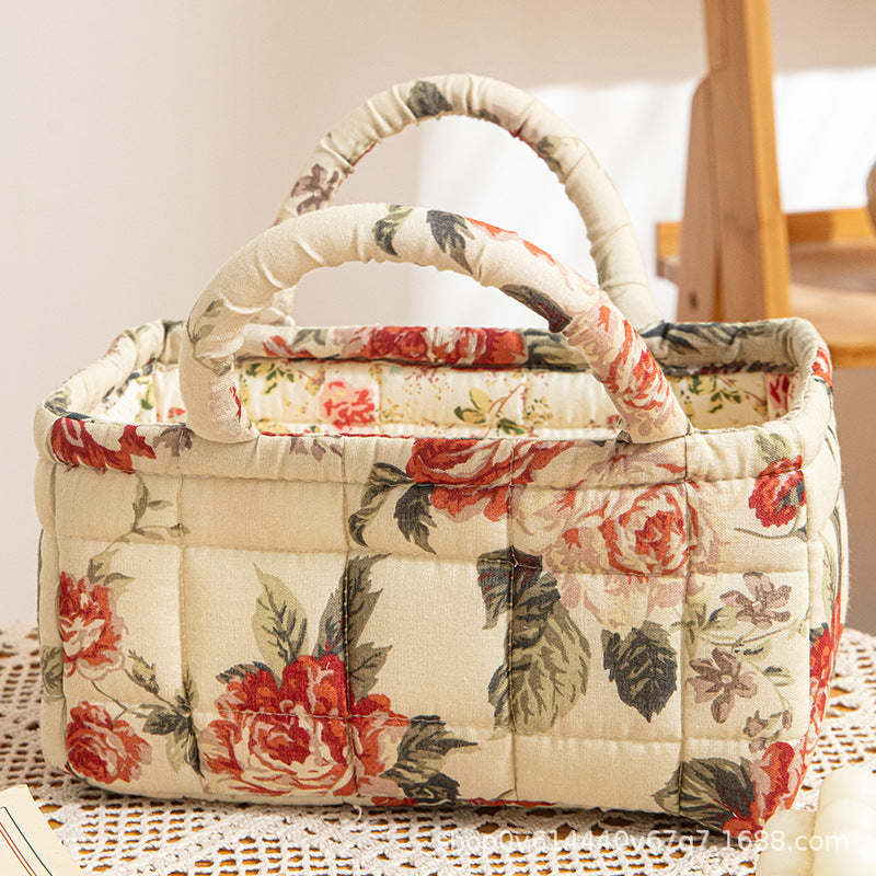 ROSERIDGE | VINTAGE ROSE QUILTED STORAGE BASKET