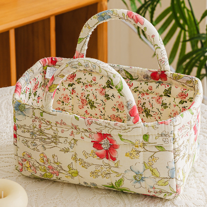 BLOOMELLE | COTTAGE GARDEN QUILTED STORAGE BASKET