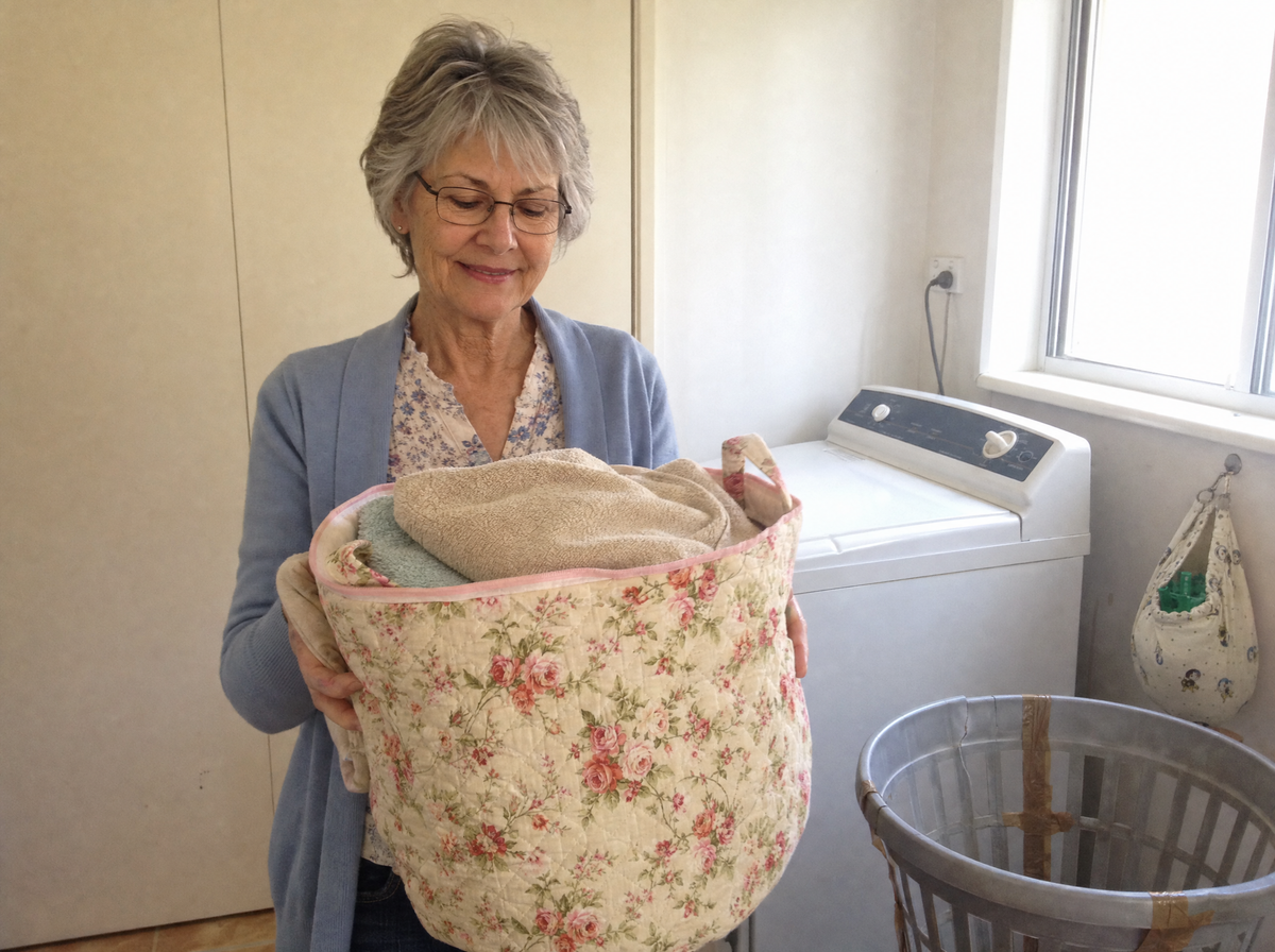 The first quilted basket, made for Bev