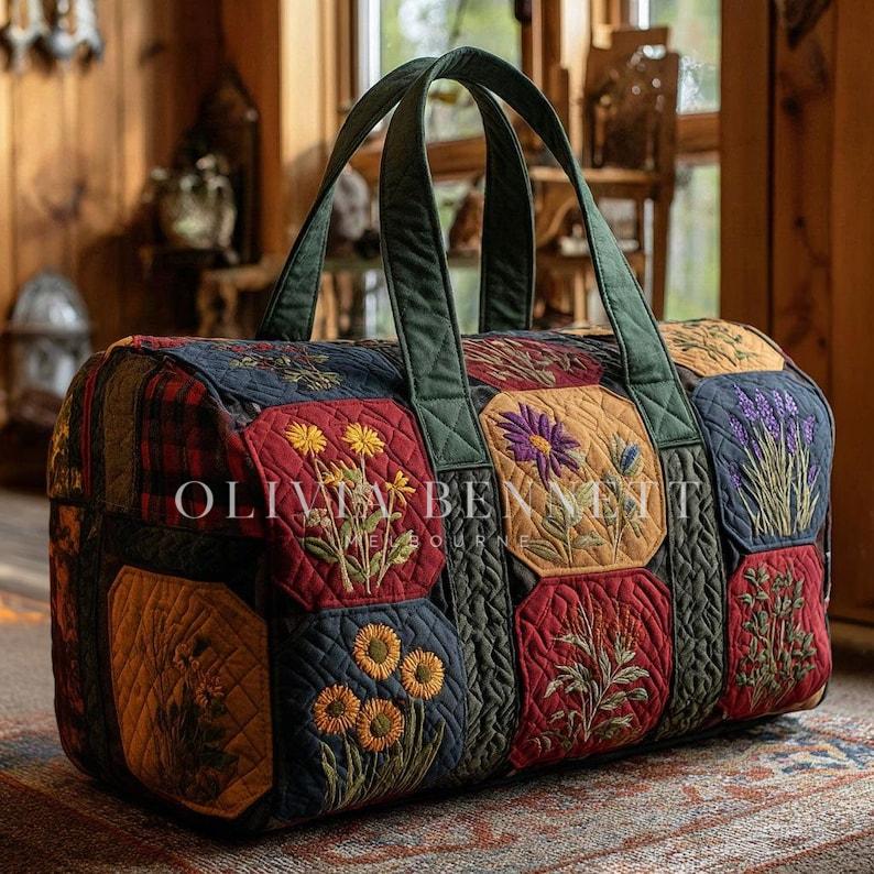 Country Floral Quilted Duffle Bag