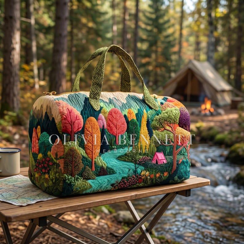 Colourful Woodland Quilted Duffle Bag