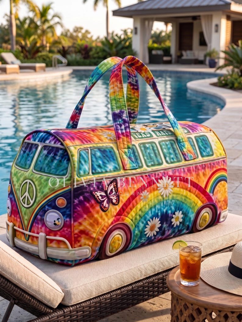 Rainbow Hippie Quilted Duffle Bag