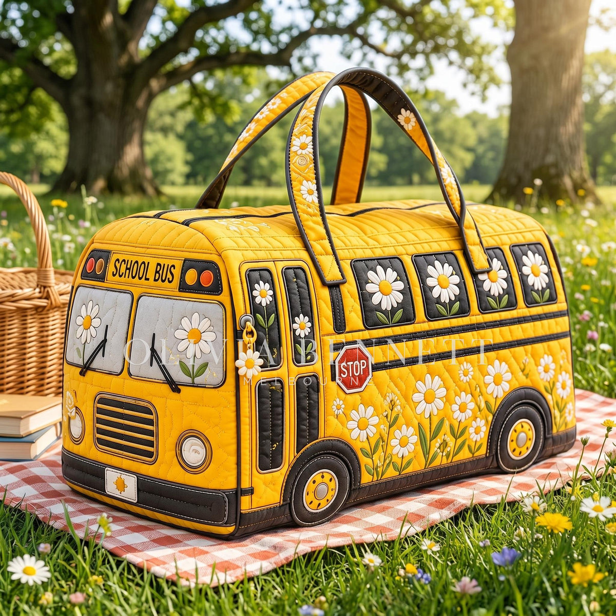 Daisy School Bus Quilted Duffle Bag