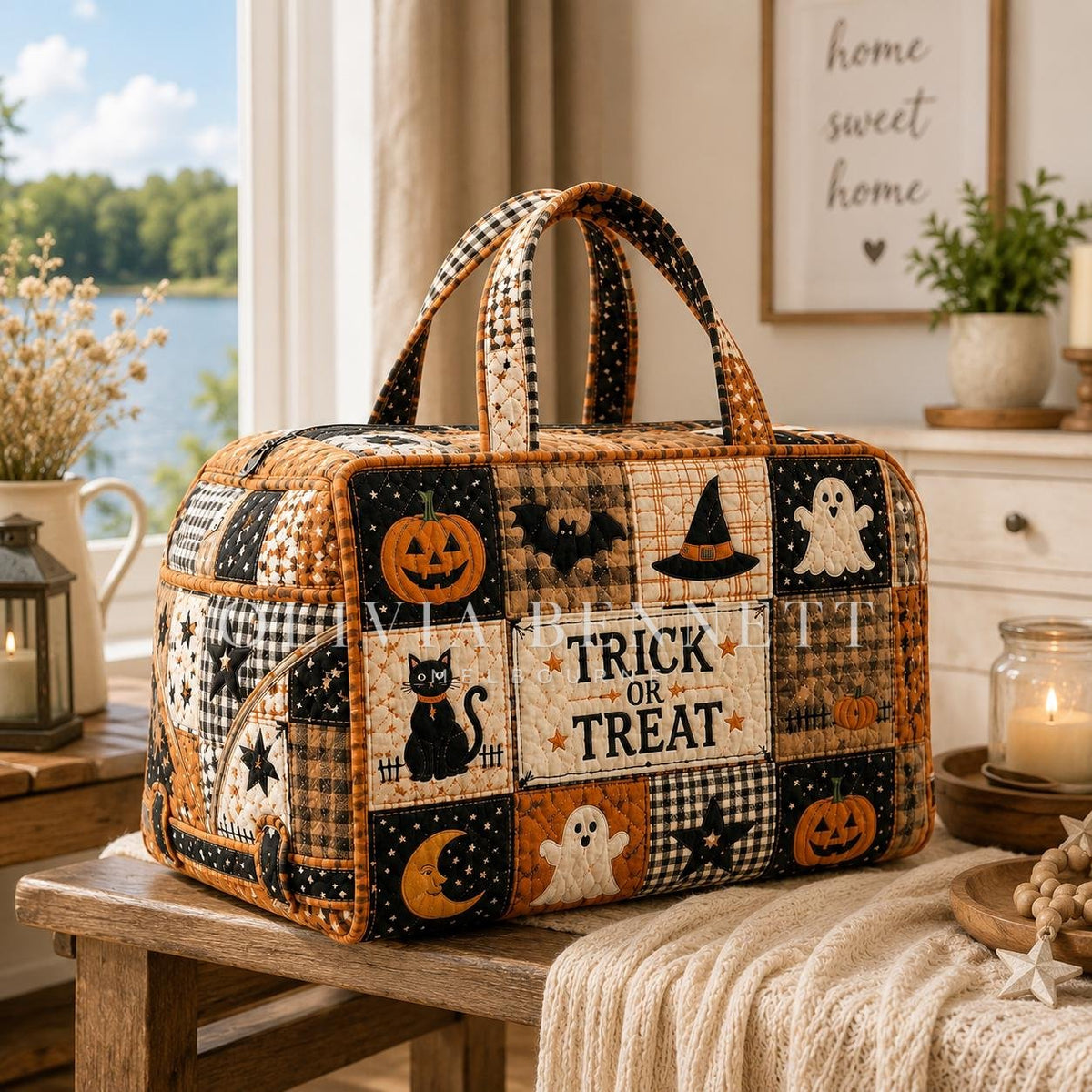 Trick or Treat Patchwork Quilted Duffle Bag