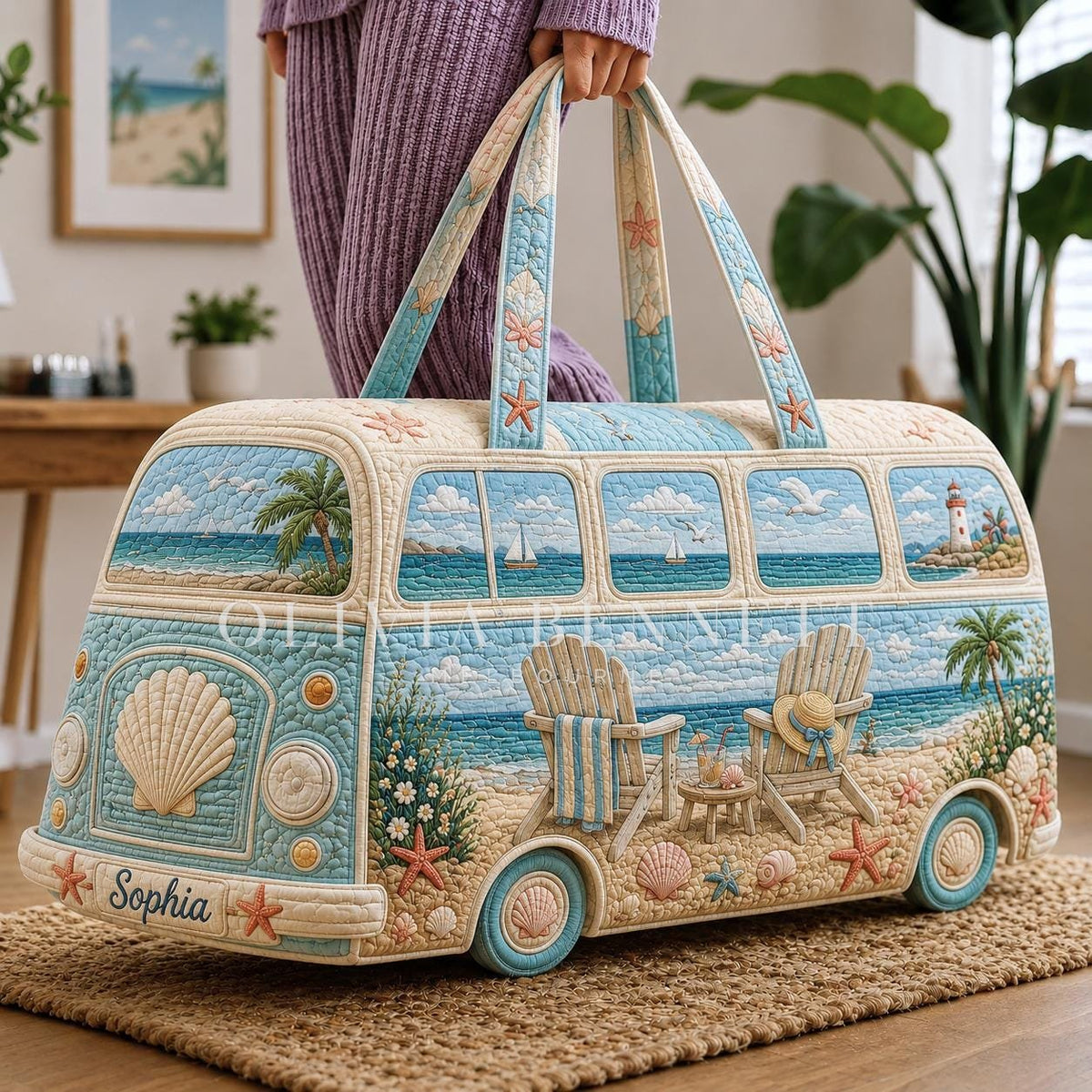 Seaside Escape Camper Quilted Duffle Bag