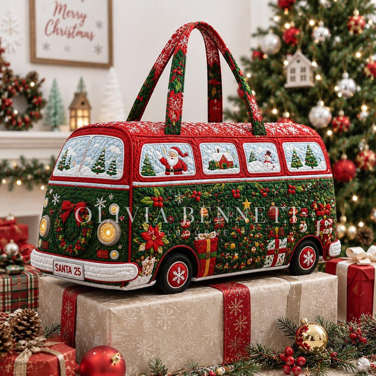 Christmas Woodland Camper Quilted Duffle Bag