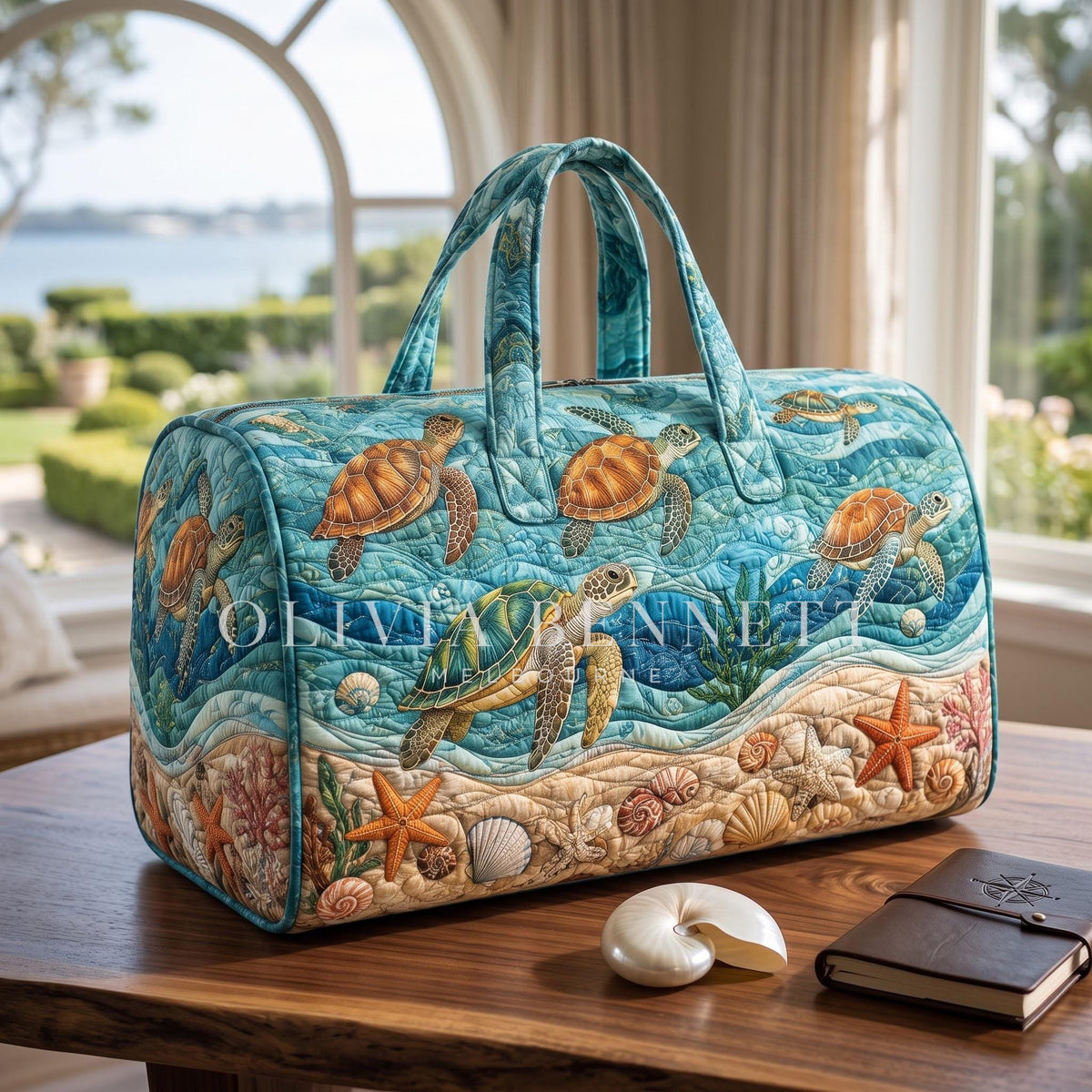 Sea Turtle Journey Quilted Duffle Bag