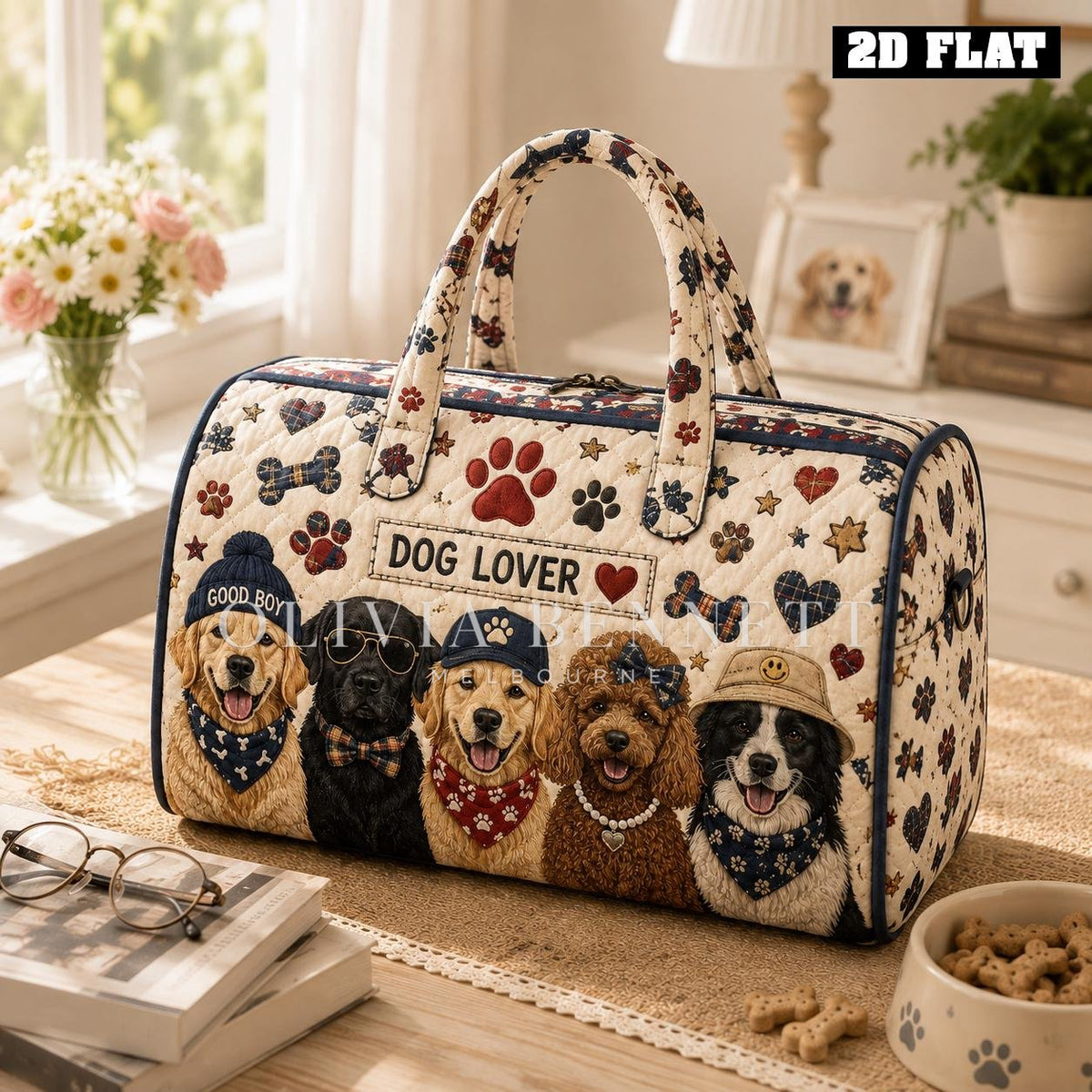 Dog Lover Club Quilted Duffle Bag
