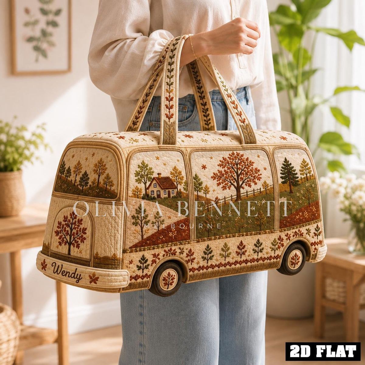 Autumn Patchwork Camper Quilted Duffle Bag