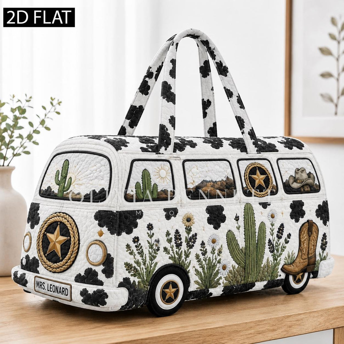 Western Cactus Camper Quilted Duffle Bag