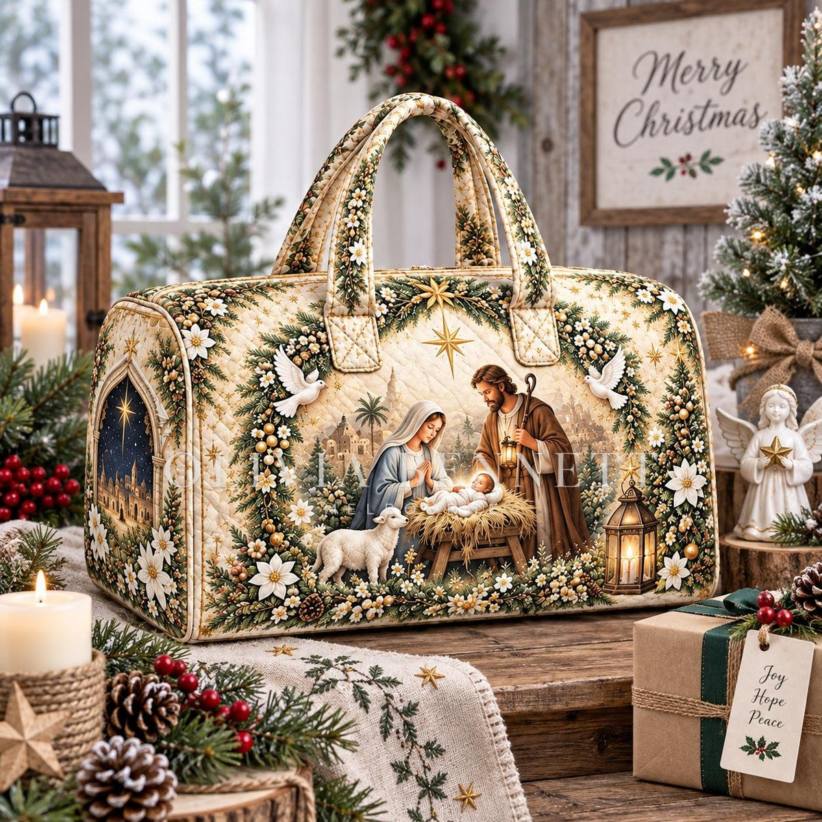 Nativity Christmas Quilted Duffle Bag