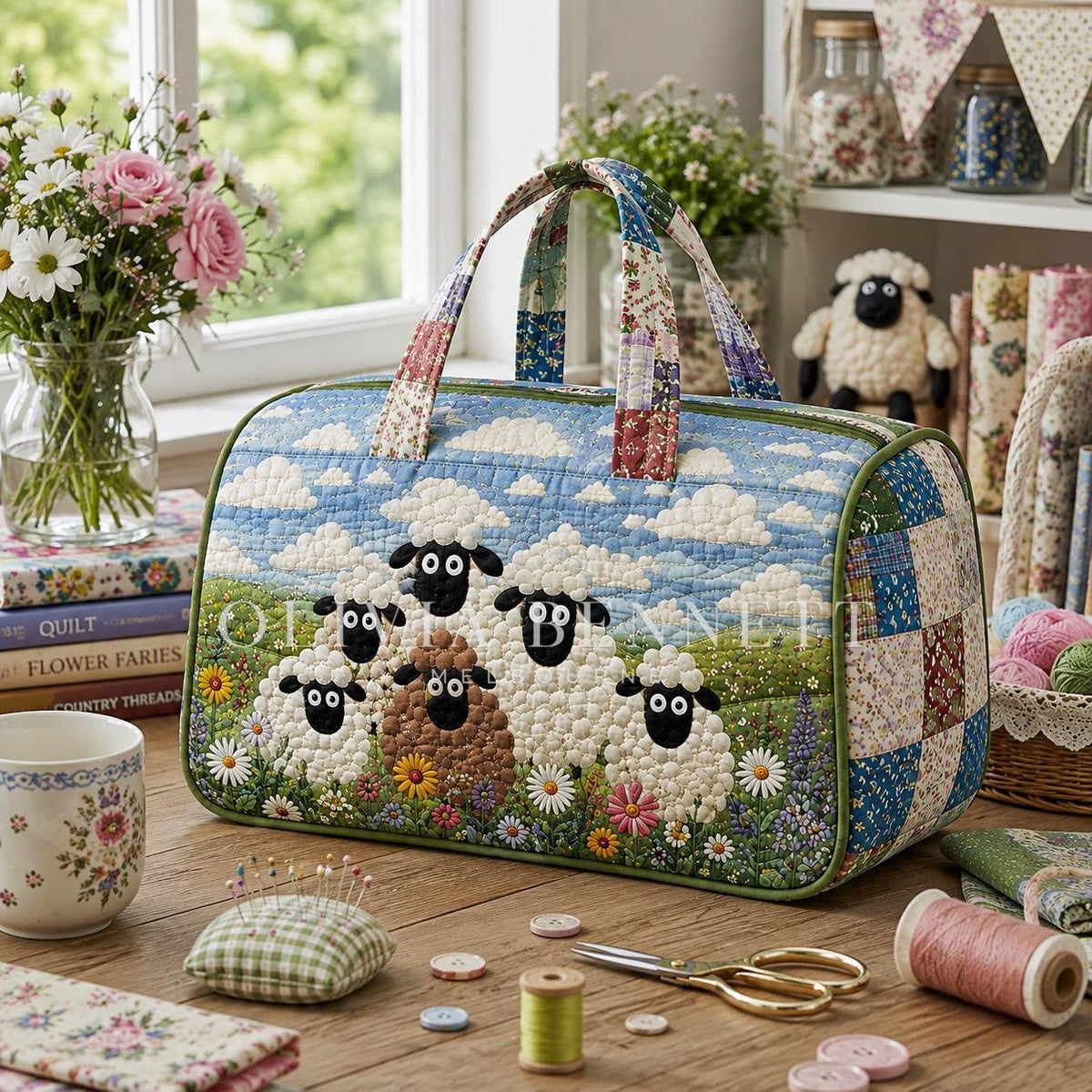 Little Sheep Meadow Quilted Duffle Bag