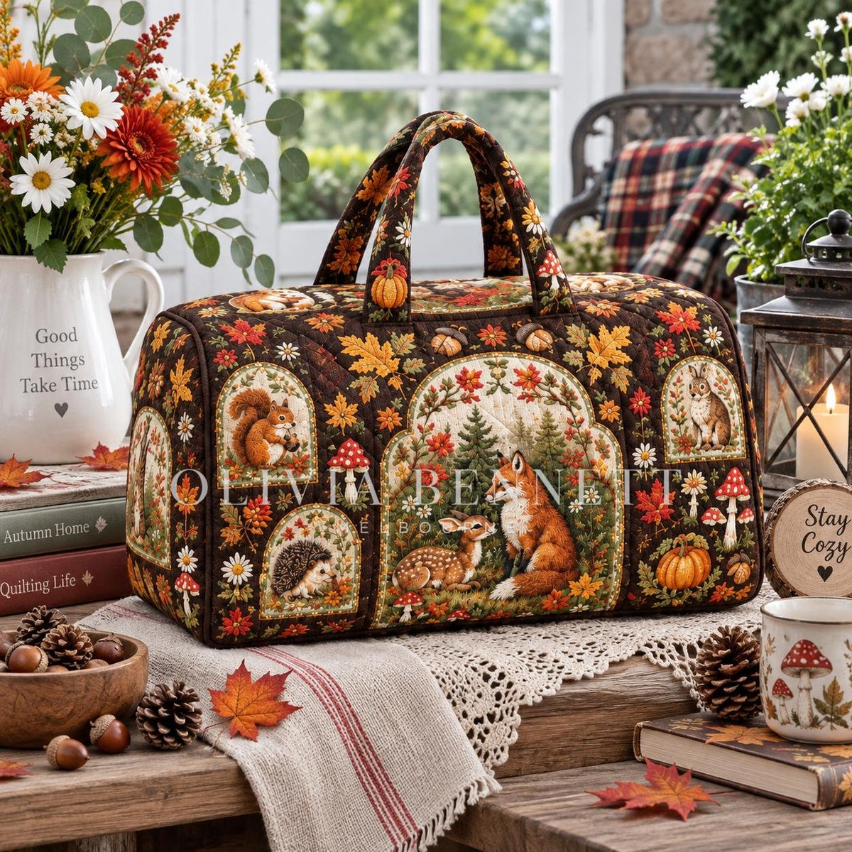 Woodland Storybook Quilted Duffle Bag