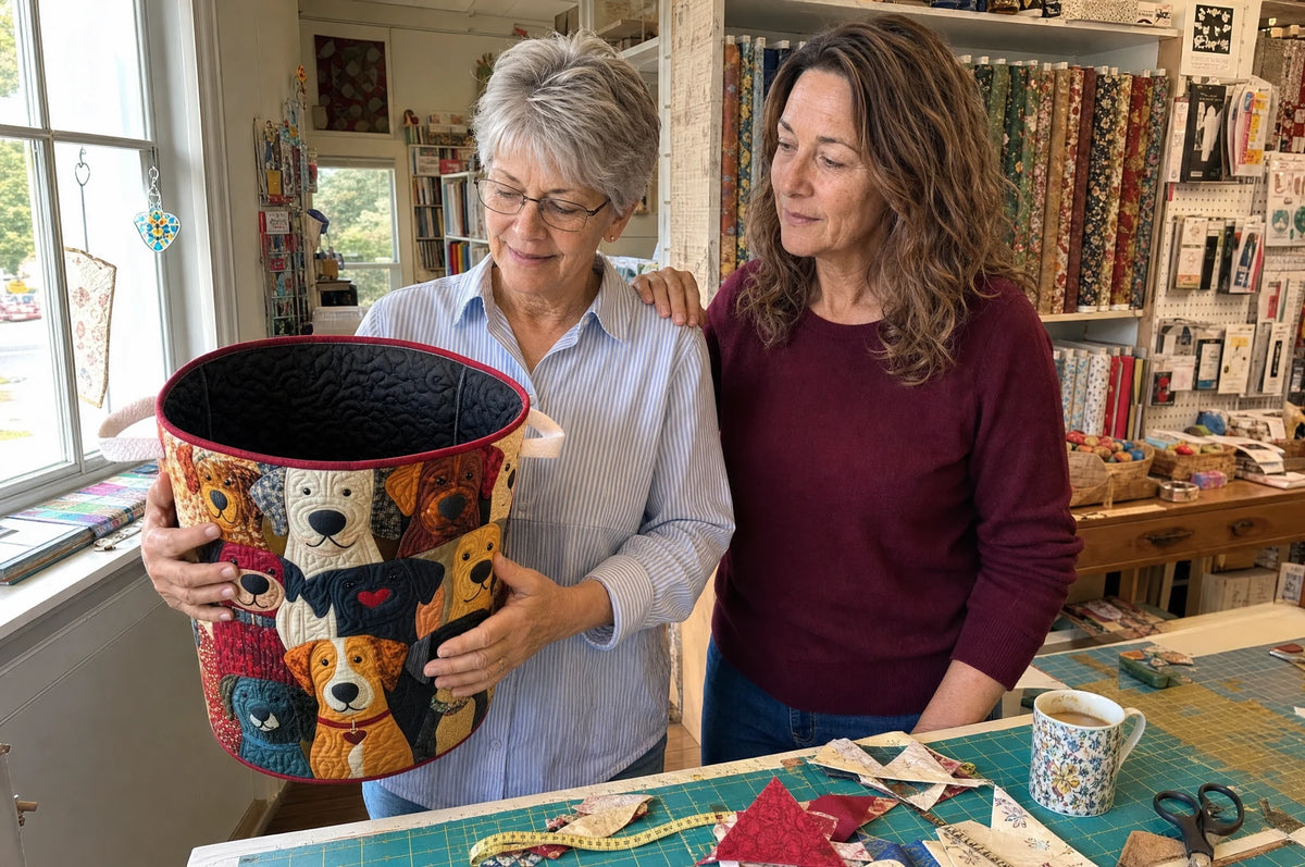 Olivia and her mum, Bev, in the workshop