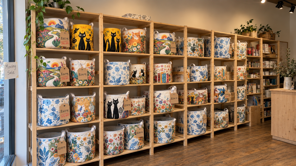 Baskets on the shop shelves